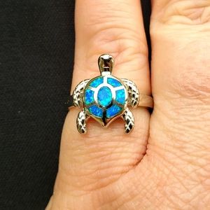 🆕️🐢 Blue Opal Turtle Ring .925 Sterling Silver